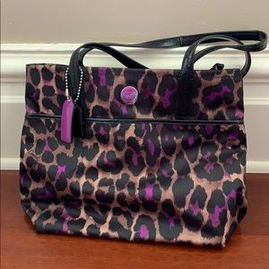 Purple leopard print Coach purse